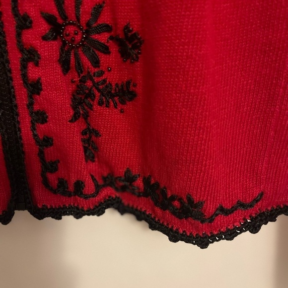 Kathie Lee Vintage Sweater Women’s S, RED & BLACK zip, peeling & stitching loss - Picture 6 of 12